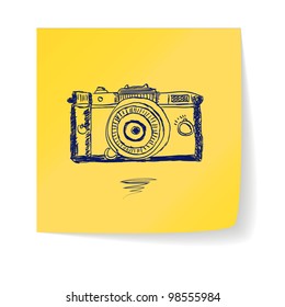 hand drawn doodle camera on a sticker