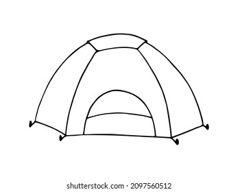 Hand drawn doodle camp tent. Vector clipart.