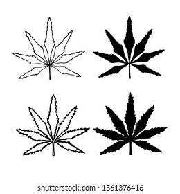 hand drawn doodle cannabis leaf illustration isolated 