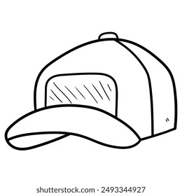 Gorra de garabato dibujado a mano aislado sobre fondo blanco. Ilustración vectorial.