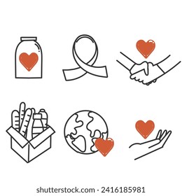 hand drawn doodle care charity and donation related icon illustration