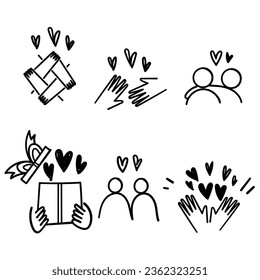 hand drawn doodle care and love icon related  illustration 