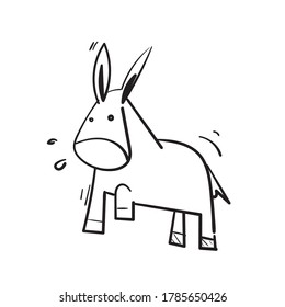 hand drawn doodle cartoon character of horse or donkey vector