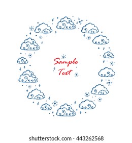 Hand Drawn Doodle Cartoon Clouds Frame Vector Collection