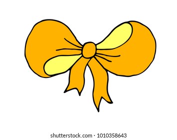 Hand drawn doodle cartoon decorative ribbon bow vector illustration.