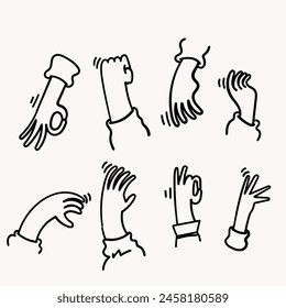 hand drawn doodle cartoon hand gesture illustration vector