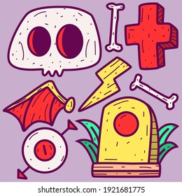 hand drawn doodle cartoon skull design