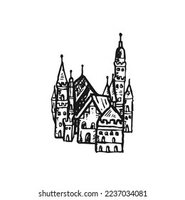 Hand drawn doodle castle vector illustration landmark abstract building vector design concept.
