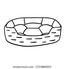 Ilustração de cama de gato de doodle desenhado à mão para marca de loja de animais de estimação e design animal bonito
