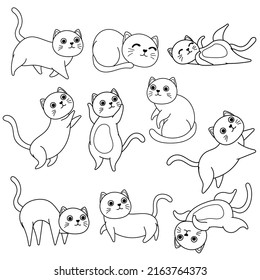 Hand drawn doodle cats outline