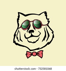 Hand drawn doodle Caucasian Shepherd Dog face. Vector illustration. Eps-8