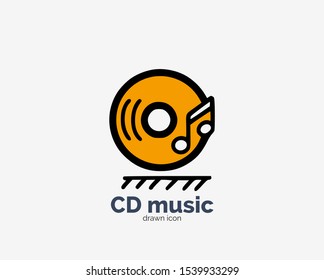 Hand drawn doodle CD music icon design