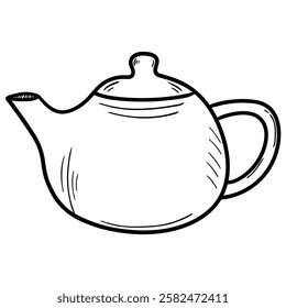 Hand drawn doodle ceramic teapot isolated on white background. Vector illustration.