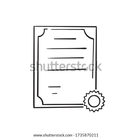 hand drawn doodle certificate icon illustration cartoon vector