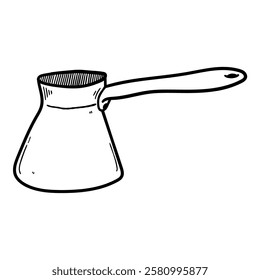 Hand drawn doodle cezve turkish coffee pot isolated on white background. Vector illustration.