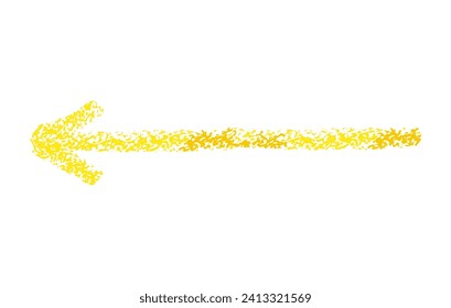 Hand drawn doodle chalk crayon brush math school sign for diagrams. Yellow arrow in colored grunge style. Freehand simple wax icon isolated on white