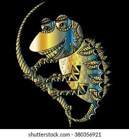 Hand drawn doodle chameleon.