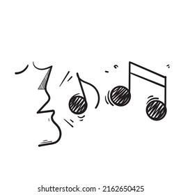 hand drawn doodle character singing voice illustration vector