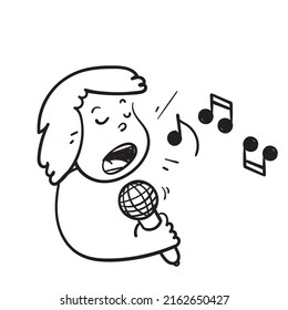 hand drawn doodle character singing voice illustration vector