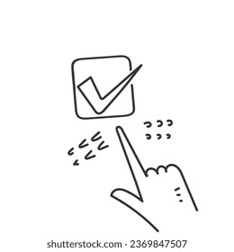 icono de marca de verificación de doodle dibujado a mano