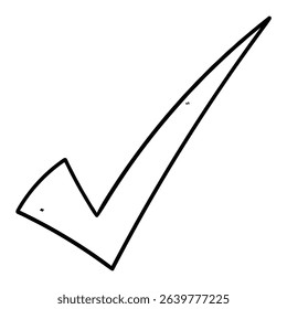 Hand drawn doodle check mark isolated on white background. Vector illustration.