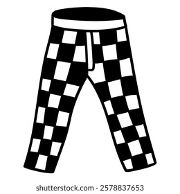 Hand drawn doodle checkered pants isolated on white background. Vector illustration.