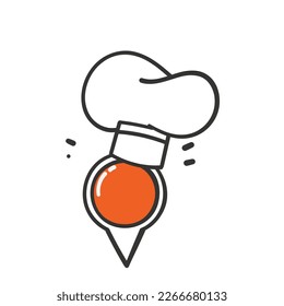 sombrero de doodle dibujado a mano con punto de pin gps