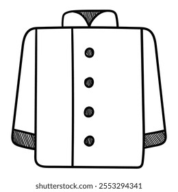 Hand drawn doodle chef's uniform icon isolated on white background. Vector illustration.