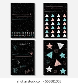 Hand drawn doodle childish background set. Scribbled shapes. Covers collection for card, book, exercise book, copy book, diary, brochures, notebook, pocketbook, album, sketchbook, scrapbook etc.