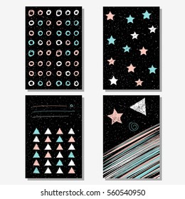 Hand drawn doodle childish background set. Scribbled shapes. Covers collection for card, book, exercise book, copy book, diary, brochures, notebook, pocketbook, album, sketchbook, scrapbook etc.