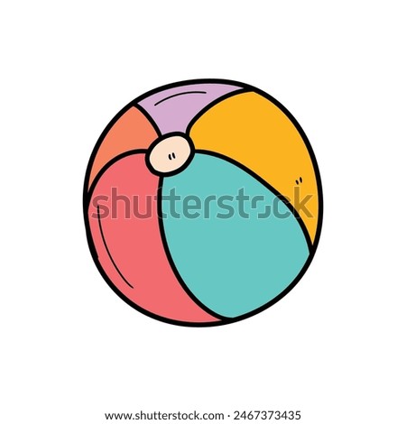 Hand drawn doodle children's colored ball isolated on white background. Vector illustration.