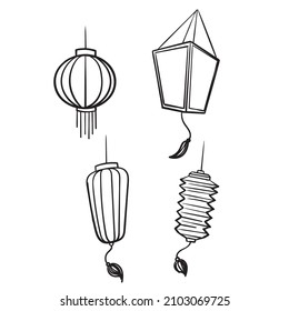 hand drawn doodle chinese lantern illustration 
