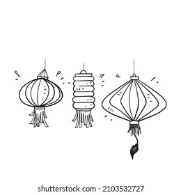 hand drawn doodle chinese paper lantern illustration vector isolated