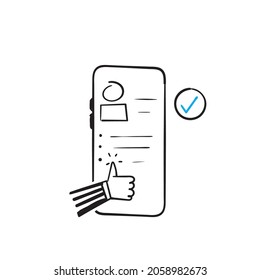doodle dibujado a mano eligiendo recurso humano en la contratación en línea ilustración digital