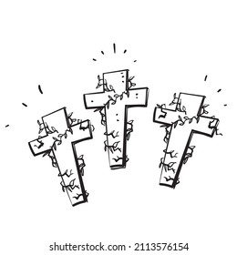 hand drawn doodle christian cross symbol for good friday celebration illustration