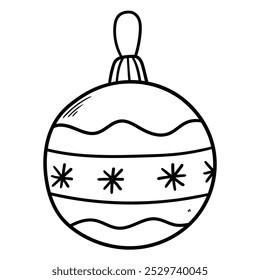 Hand drawn doodle christmas ball isolated on white background. Vector illustration.