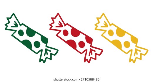 Hand drawn doodle Christmas candy set in simple festive style. Vector isolated illustration on white background