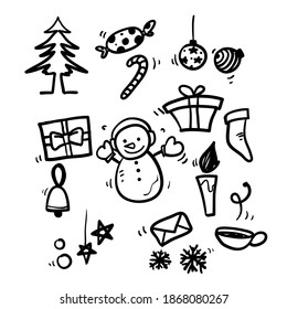 hand drawn doodle christmas element illustration icon isolated background