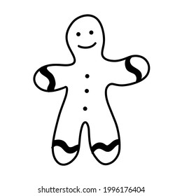 Hand drawn doodle of Christmas gingerbread man in vector format