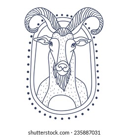 Hand Drawn Doodle Christmas Goat