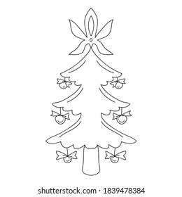Hand drawn doodle Christmas and Happy New Year tree. Holiday spruce. Vector illustration.   