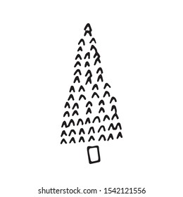 Hand drawn doodle of Christmas and Holidays trees. Trees for New Year and Christmas greeting cards, wrapping holiday design. Vector art illustration.