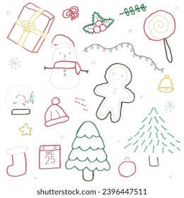 Hand drawn doodle Christmas pattern