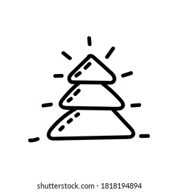 Hand drawn doodle Christmas tree. New year element.
Childish cute vector illustration isolated on white background.
