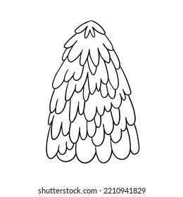Hand drawn doodle Christmas tree. Vector outline illustration isolated on white. Perfect for greeting cards, holiday designs, print, textile designs.