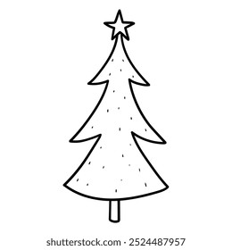 Handgezeichneter Doodle-Christbaum einzeln auf weißem Hintergrund. Vektorgrafik.
