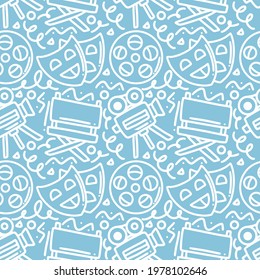 hand drawn doodle cinema show with icons and design elements