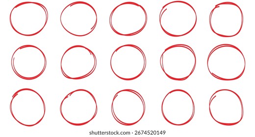 Destaques do círculo de rabiscar desenhado à mão. Círculos de rabisco desenhados à mão. Realçar círculos definido. Rabiscar ovais, circundar e realçar texto. Conjunto de rabiscos de linha circular desenhada à mão preta.