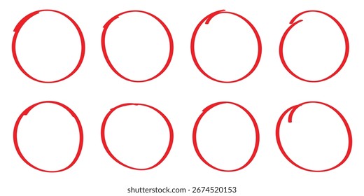 Mano dibujado doodle círculo destacados. Dibujado a mano círculos de garabato. Resalte los círculos establecidos. Garabatear óvalos, rodear y resaltar texto. Doodle conjunto de línea circular dibujada a mano negra.