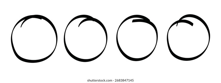 Mano dibujado doodle círculo destacados. Dibujado a mano círculos de garabato. Resalte los círculos establecidos. Garabatear óvalos, rodear y resaltar texto. Doodle conjunto de línea de círculo dibujado a mano negro